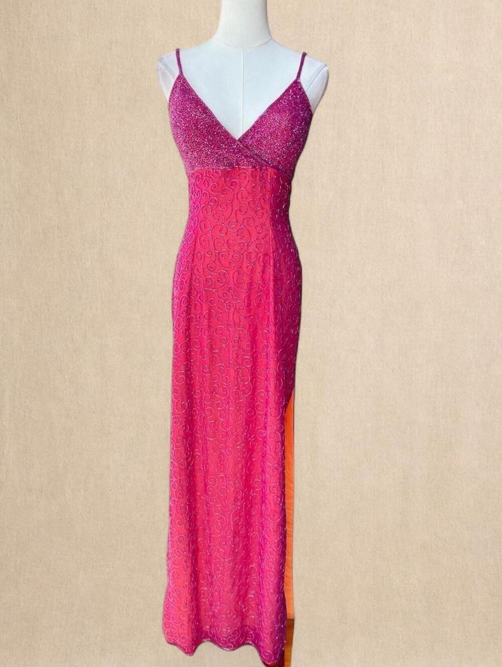 Andretta Donatello pink maxi silk dress